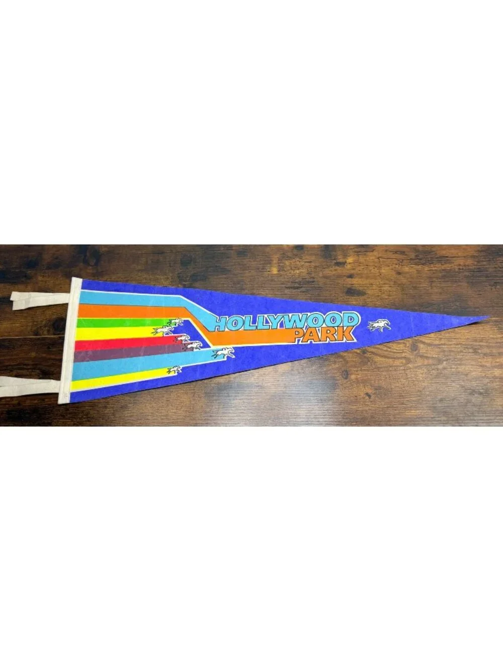 Vintage Hollywood Park Felt Pennant With Rainbow Horse Racing Design